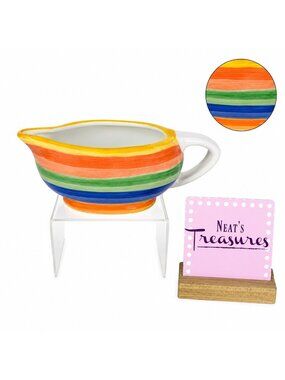 Tabletops RONDO Rainbow Muti Colors Circular Strokes Sauce Gravy Boat FLAW